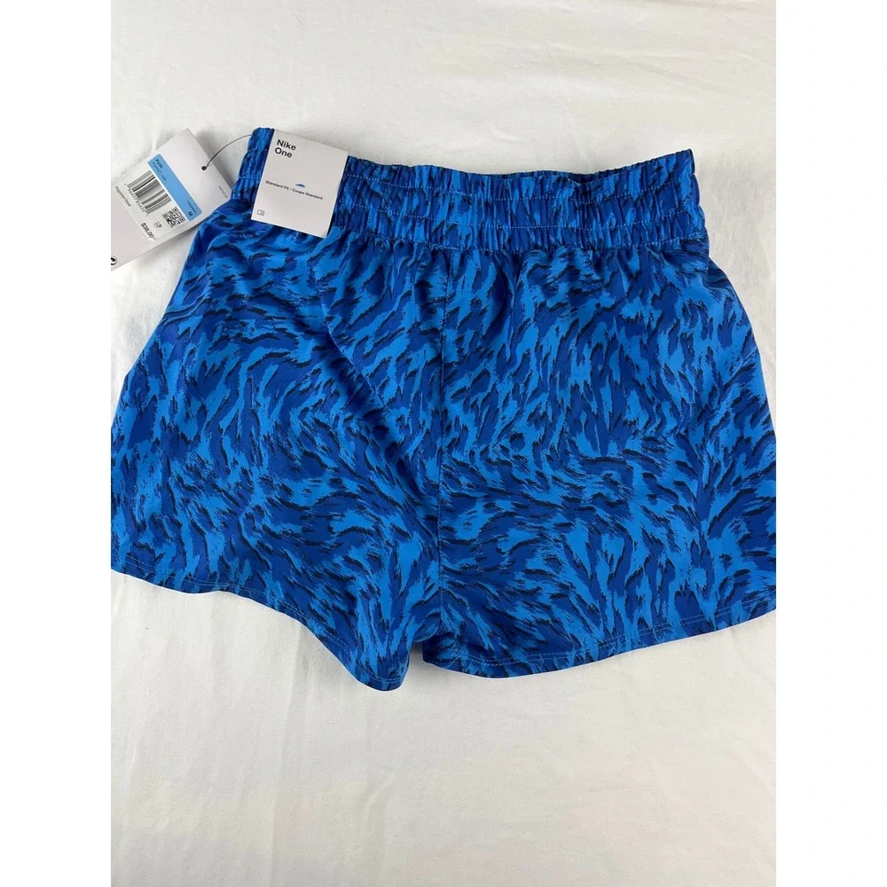 Nike One Kids Training Shorts Blue Abstract Print Athletic Running Size M‎